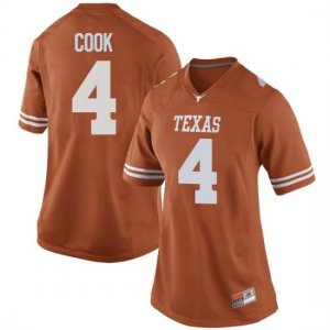Texas Longhorns Women's #4 Anthony Cook Game Orange College Football Jersey RXV05P5V