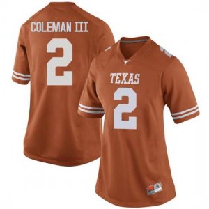 Texas Longhorns Women's #2 Matt Coleman III Replica Orange College Football Jersey LBO41P8G