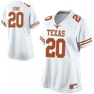 Texas Longhorns Women's #20 Jericho Sims Game White College Football Jersey EQO10P6F