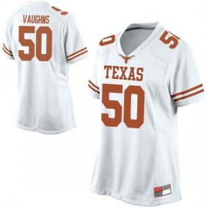 Texas Longhorns Women's #50 Byron Vaughns Replica White College Football Jersey HII68P6S