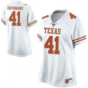 Texas Longhorns Women's #41 Hank Coutoumanos Replica White College Football Jersey PYB46P0R
