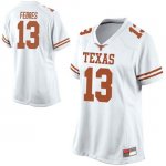 Texas Longhorns Women's #13 Jase Febres Game White College Football Jersey ZXR15P5G