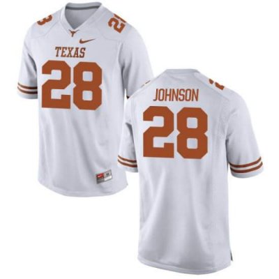 Texas Longhorns Youth #28 Kirk Johnson Game White College Football Jersey VHH54P7A