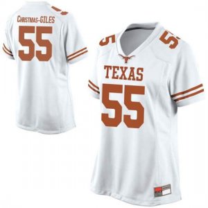Texas Longhorns Women's #55 D'Andre Christmas-Giles Game White College Football Jersey ZNL38P3R