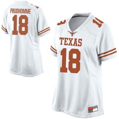 Texas Longhorns Women's #18 Tremayne Prudhomme Replica White College Football Jersey UEZ73P5A