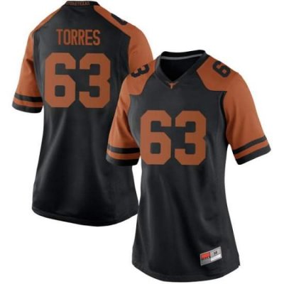 Texas Longhorns Women's #63 Troy Torres Replica Black College Football Jersey GHS56P2F
