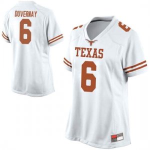 Texas Longhorns Women's #6 Devin Duvernay Game White College Football Jersey MYD47P1S