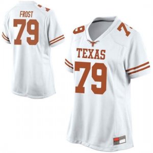 Texas Longhorns Women's #79 Matt Frost Replica White College Football Jersey DAR03P0G