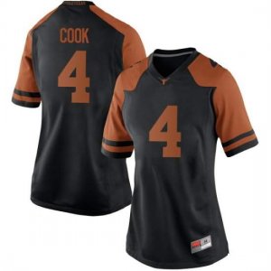 Texas Longhorns Women's #4 Anthony Cook Replica Black College Football Jersey VGX76P1I