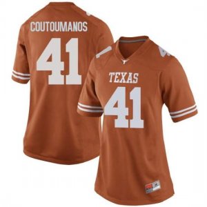 Texas Longhorns Women's #41 Hank Coutoumanos Replica Orange College Football Jersey CMT37P5N