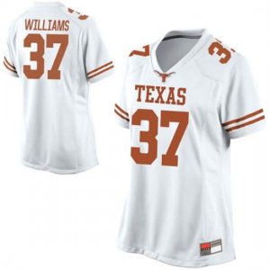 Texas Longhorns Women's #37 Michael Williams Replica White College Football Jersey AQT67P1S